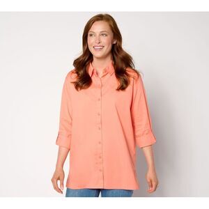 zuda Women's Top Sz S Cool Cotton Button Down Shirt Pink A646256